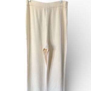 St John Collection Marie Gray Wide Leg Knit Trouser Ivory NWT Size 6